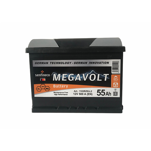 Аккумулятор Megavolt 1110L/55-L2 55Ah 500А, 